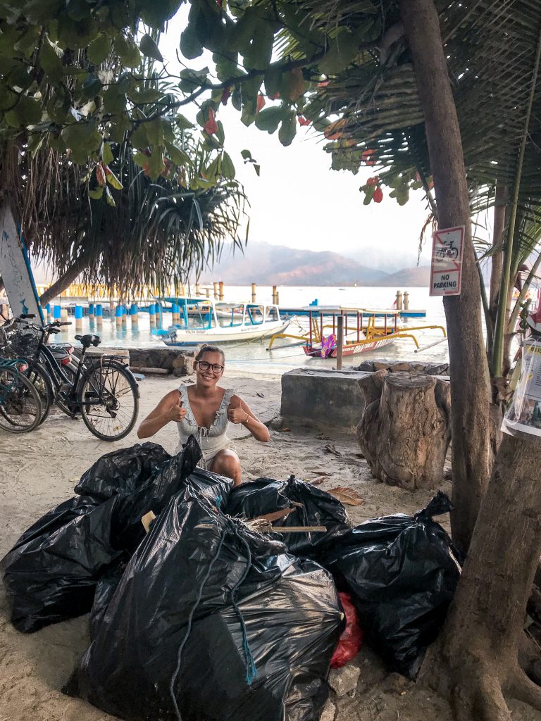 Beach clean-up, Gili Islands