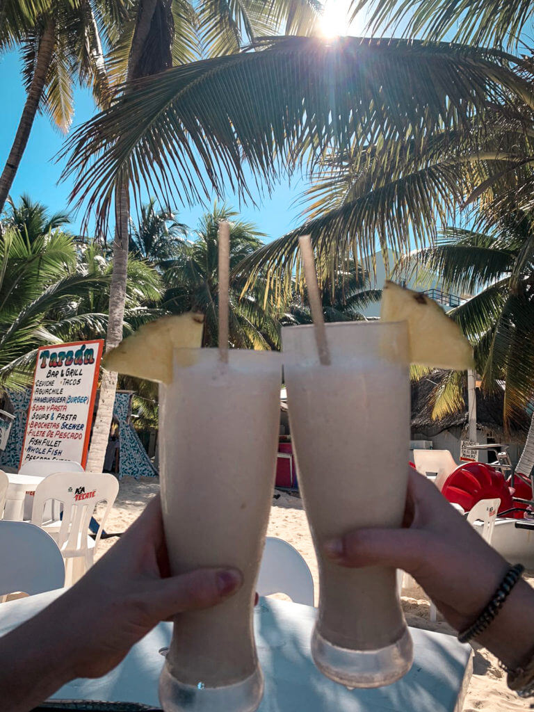 Cocktails in a Beach Club on Isla Mujeres